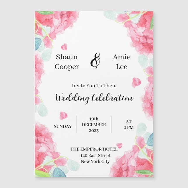 Magnético Convite Para Casamento Boho De Molercola De Água D (Frente)