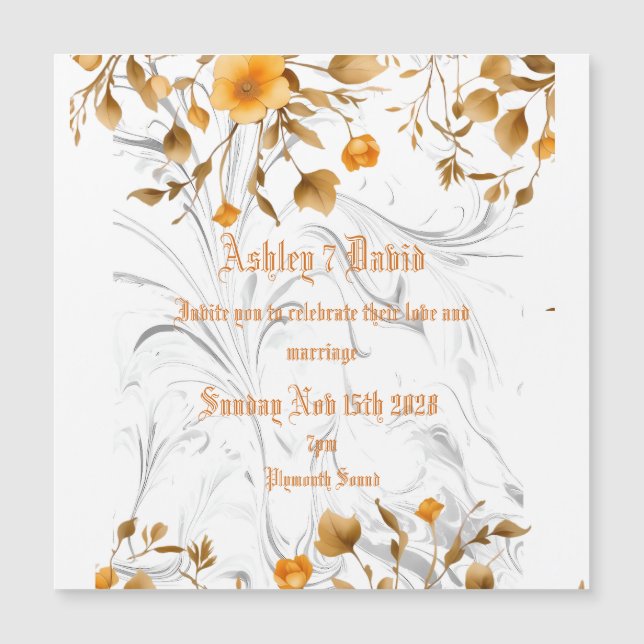 Magnético Convite para Casamento de Marble Elegante (Frente)