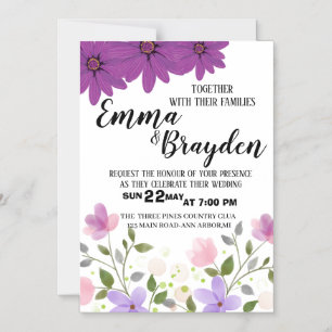 Magnético Convite para Casamento Elegante de Flores Selvagen