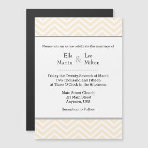 Magnético Cream Ivory Chevron Convite Para Casamento Magnéti