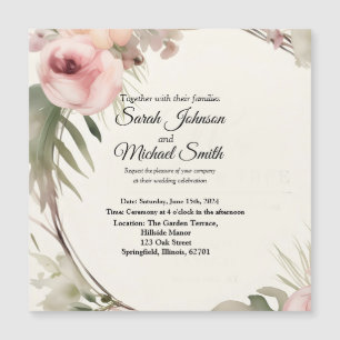 Magnético Design de convite de casamento floral, romântico