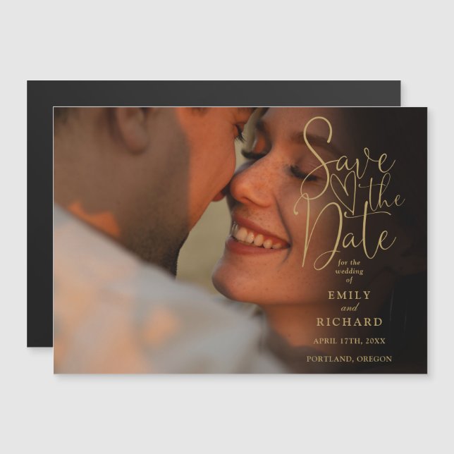 Magnético Elegante Convite de Save The Date de Casamento com (Frente/Verso)