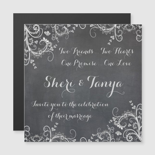 Magnético Magnet de Convite para Casamento de Design de Chal (Frente/Verso)