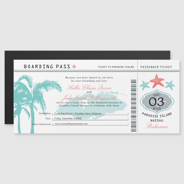 Magnético Nassau Bahamas Convite De Passagem De Embarque (Frente/Verso)