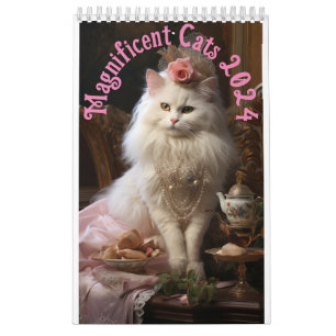 Magnífico Calendário da Parede de Gatos 2024