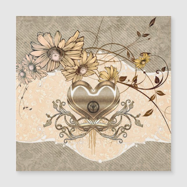 Magnífico coração com flores (Frente)