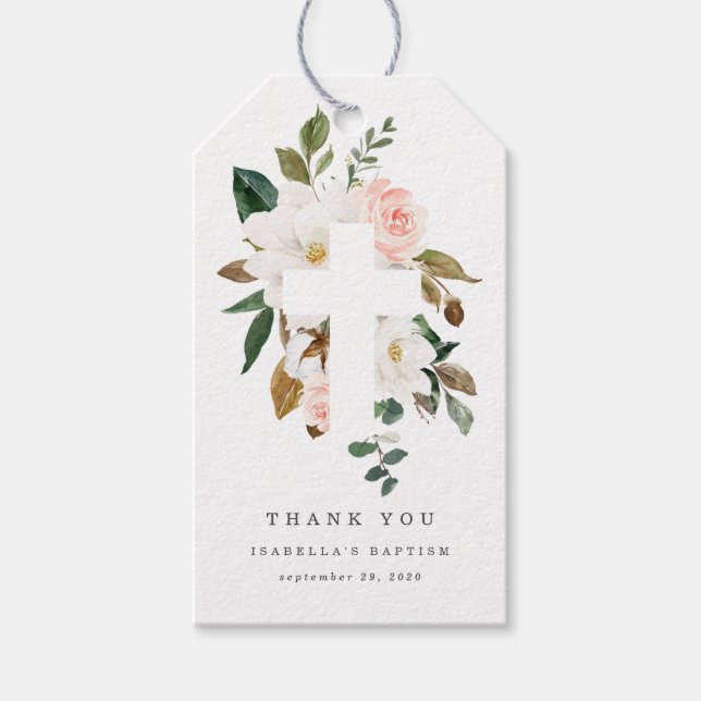 Magnolia Baptism Obrigado Etiqueta (Frente)