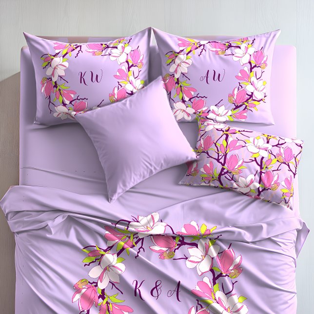 Magnólia Blooming - Par Personalizado de Pillowcas (Blooming Magnolia Personalized Pair of Pillowcases)