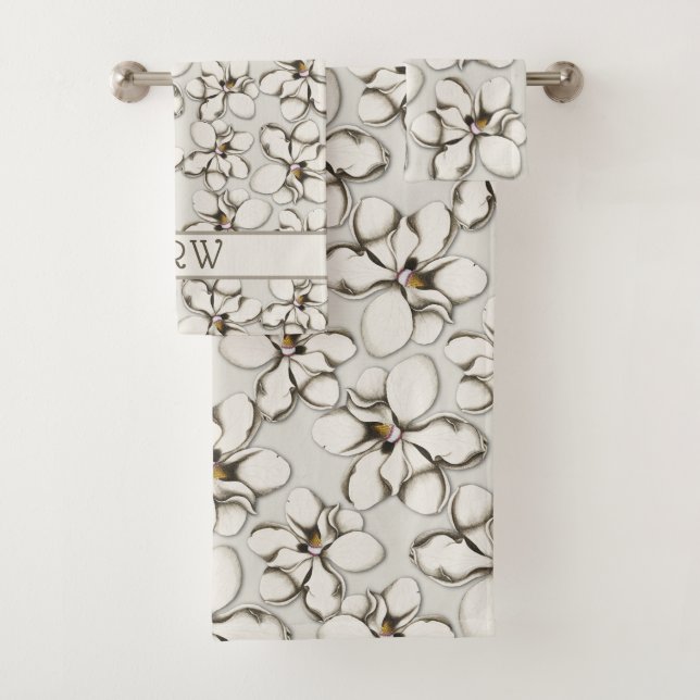 Magnolia Blossomas Cinza Neutra Conjunto de Toalha (Insitu)