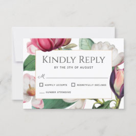 Magnolia Blossoms Elegant Floral Wedding RSVP