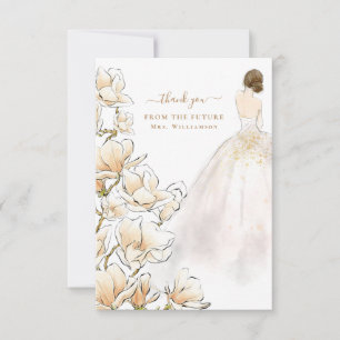 Magnolia Bride Future Sra. Cartões de agradecimen