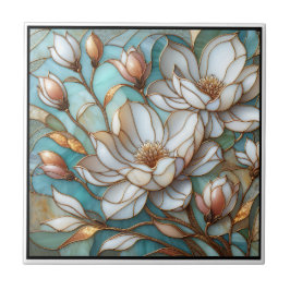 Magnólia Elegante em Arte de Mosaico Floral de Vid