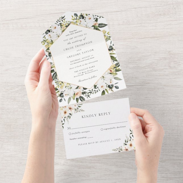 Magnólia Elegante Floral e Casamento Verde (Aba destacável)