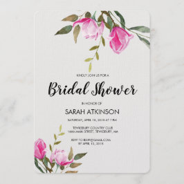 Magnolia Floral Watercolor Noivado Convite