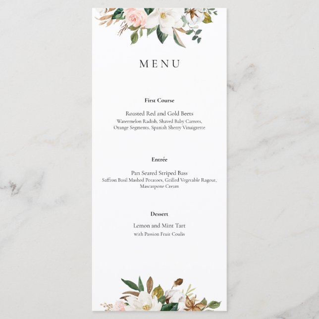 Magnolia Floral Wedding Menu (Frente)
