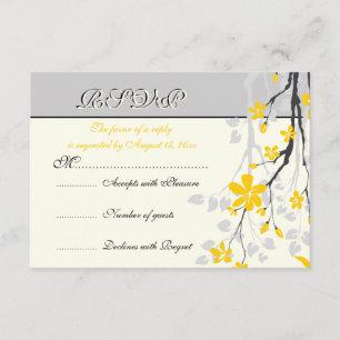 Magnolia floresce amarela, cinza cartão RSVP de ca