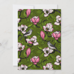 Magnólia florescente e pássaro 2