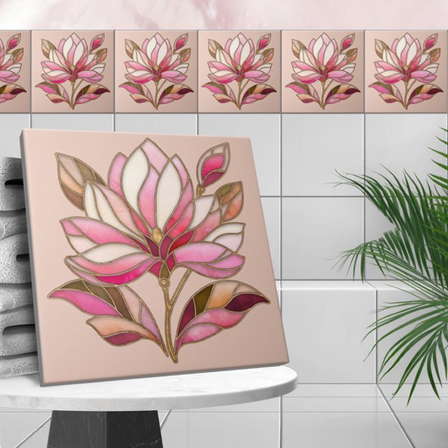 Magnolia Flower Mosaico Azulejo cerâmico (Criador carregado)
