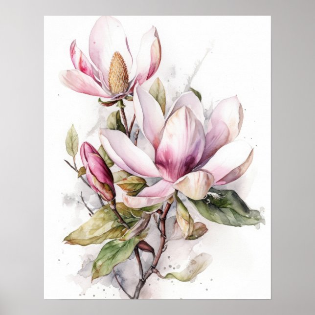 Magnolia Flowers Art Impressão Poster (Frente)