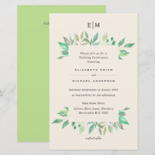 Magnolia Green Silence Budget Convite de casamento