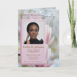 Magnólia Programa de Funeral Bifold 5-Fotos