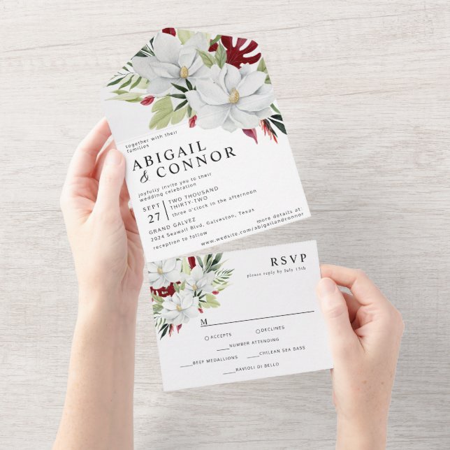Magnolia Tropical Vermelha Verde Branco (Tearaway)