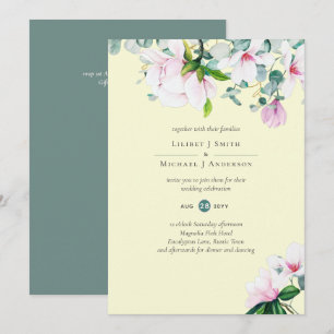 Magnolias Rosa, Floral e Convite de casamento Amar