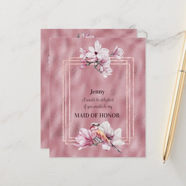 Magnolias Rosa Será Minha Madrinha de casamento (Frente/Verso In Situ)