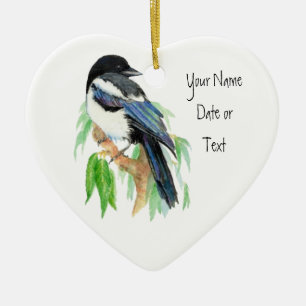 Magpie, Ornamento para Personalizar, Pássaro, Natu