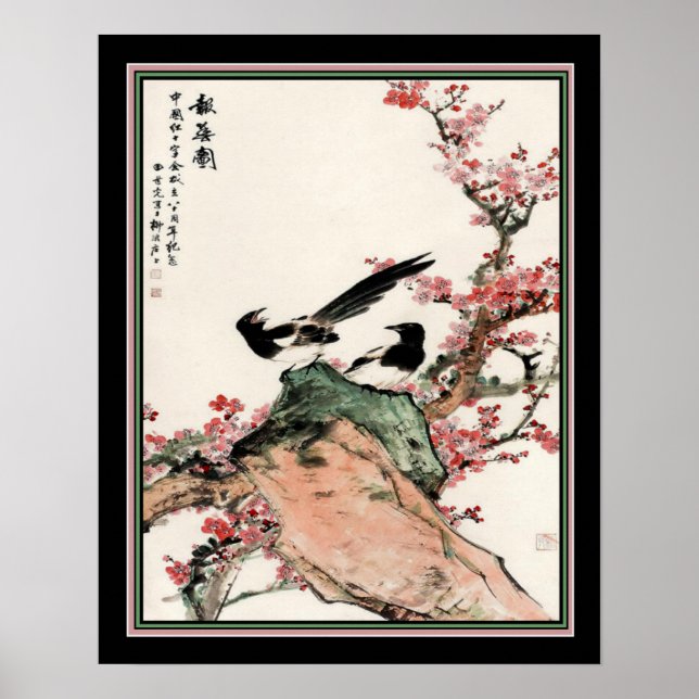Magpies & Plum Blossoms Chineses Impressão 16x20 (Frente)