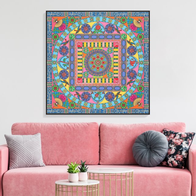Mah Jongg Azulejos Mandala Canvas (Insitu(Sala de estar))