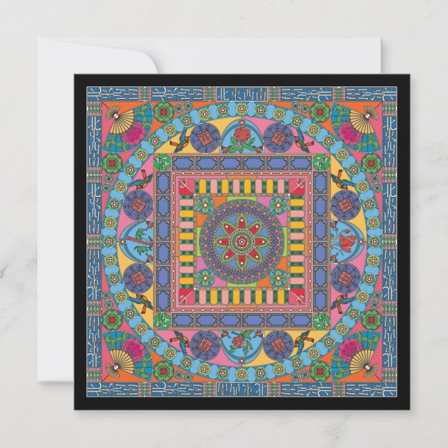 Mah Jongg Azulejos Mandala Card Flat (Frente)