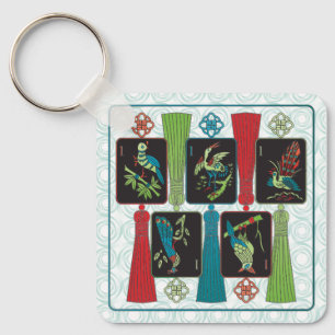 Mah Jongg Bird Tassels Chaveiro