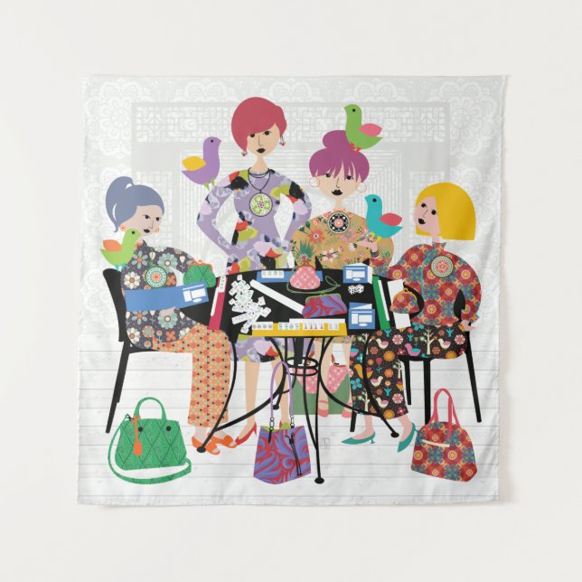 Mah Jongg Birds Tapeçaria (Frente)