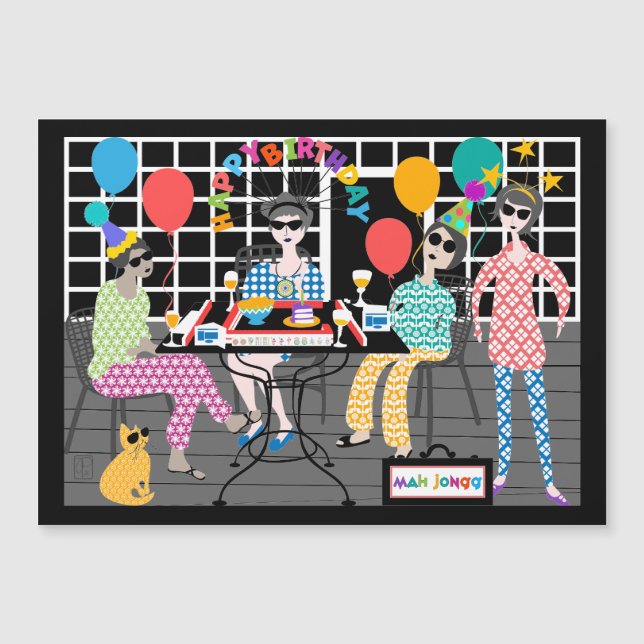 Mah Jongg Cat Magnet Card (Frente)