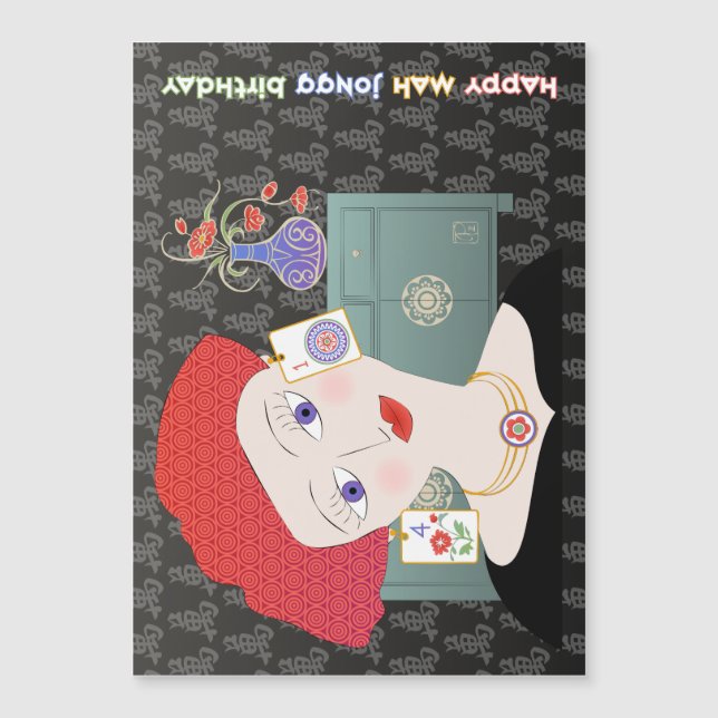 Mah Jongg Lady 01 Card Magnet (Frente)