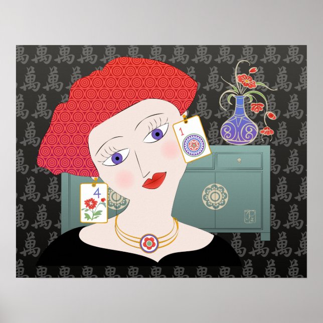 Mah Jongg Lady 01 Poster (Frente)