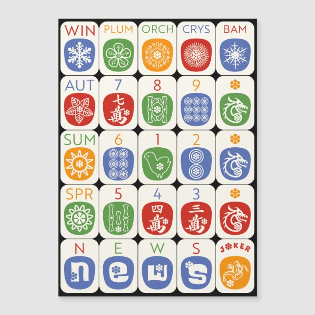 Mah Jongg Modern Magnet Card (Frente)