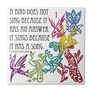 Mah Jongg One Bams Birds/Proverb Azulejo