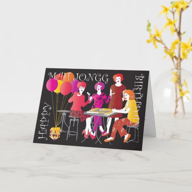 Mah Jongg - Presente Cartão de Aniversário (Flor Amarela)