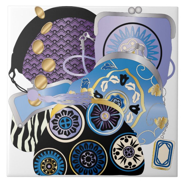 Mah Jongg Purses Azulejo Azul (Frente)