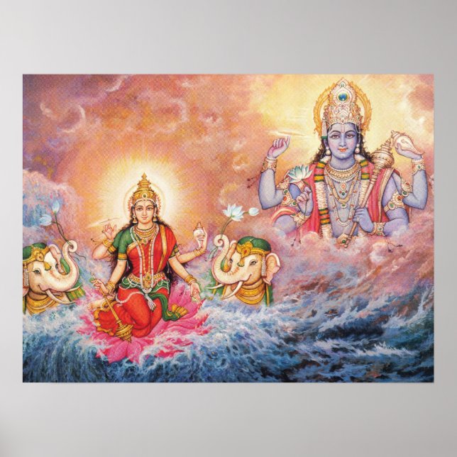 Maha Vishnu e Lakshmi Poster (Frente)