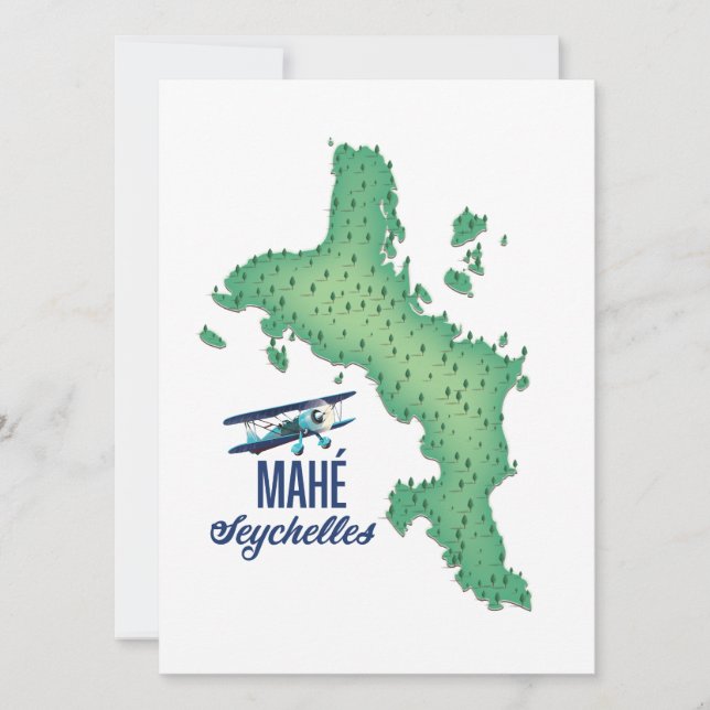 Mahé, Seicheles Mapa antigo (Frente)