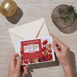 Mahjong Bold Rich Red Florals Convite