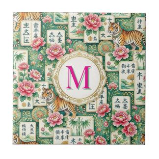 Mahjong Chinoiserie Floral Monogram Personalized 