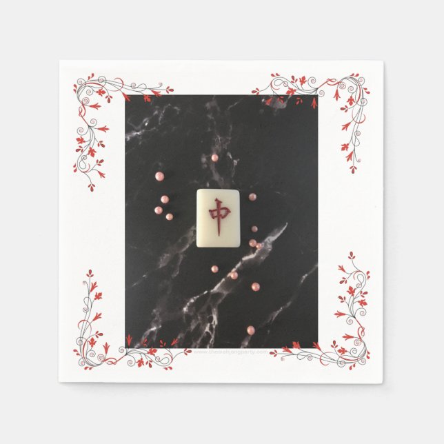 Mahjong temeu guardanapo com o dragão vermelho (Frente)