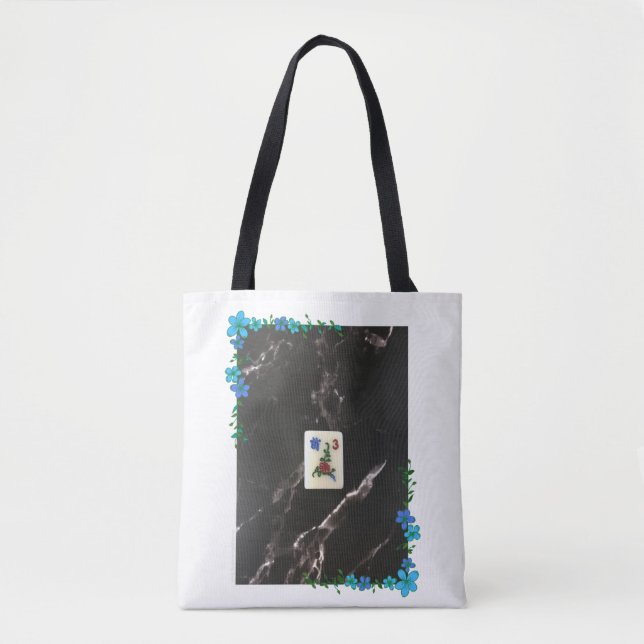 Mahjong Tote Bag com Destaque Azul (Frente)