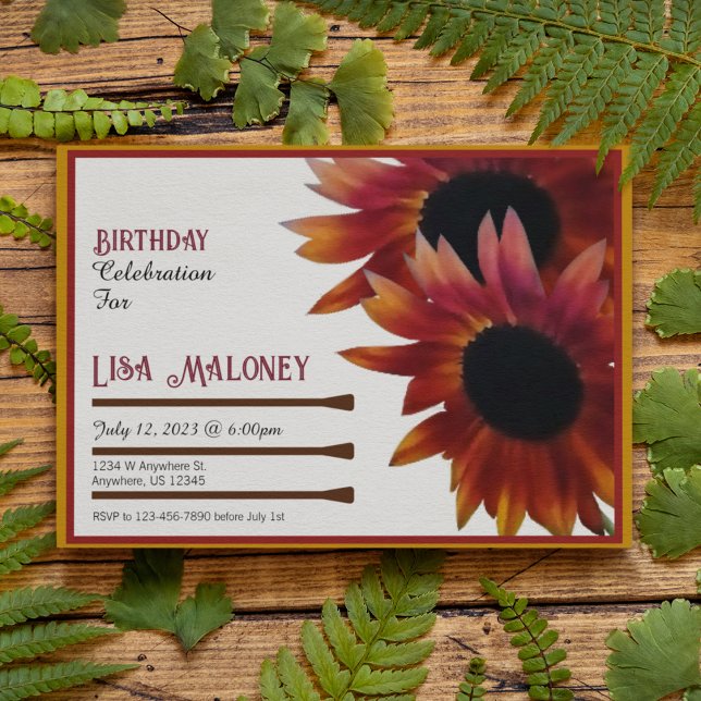 Mahogany Sunflower Birthday Convite (Criador carregado)