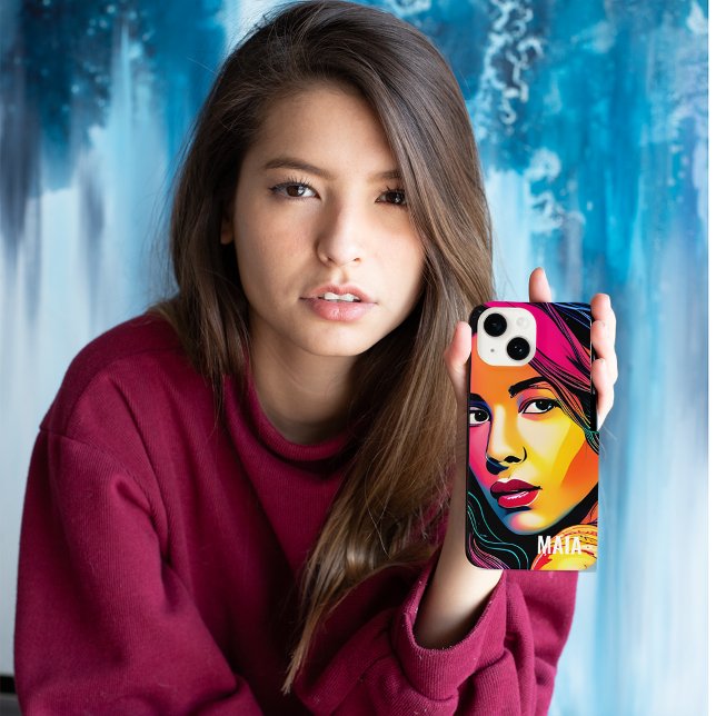 Maia a Linda Mulher Polinésia Nome Personalizado (This colorful phone case features an artistic image of a beautiful woman of Polynesian decent.)