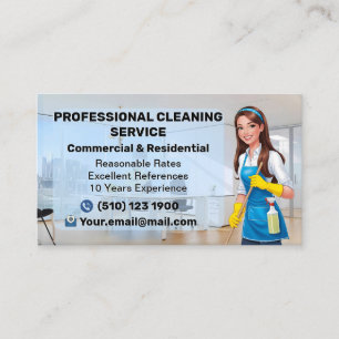 Maid Janitorial Lady Cartão de visita Clearing